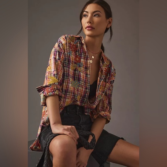 Anthropologie Pilcro Plaid Crafted Button Down Size Small - Picture 2 of 14